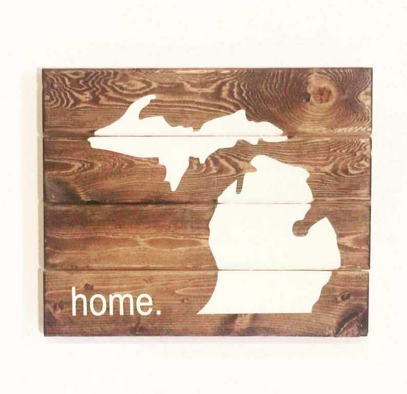 Michigan home sign wood wall art | Etsy