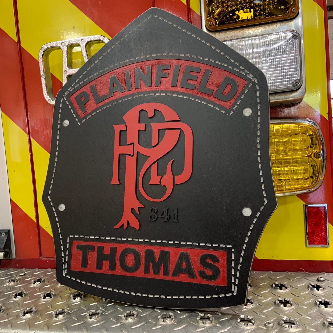 Fire Department Helmet Shield Wood Plaque Firefighter Gift Firefighter