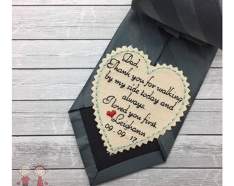 Wedding Tie Patch Father of Bride- Heart Tie Patch- Coat /Vest Patch- Dad Gift-Custom Tie Patch-Embroidered Patch