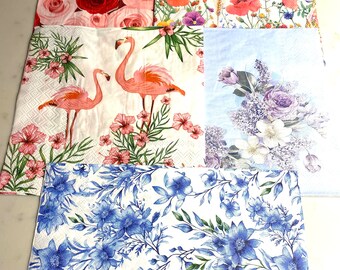 Napkins Decorative Paper Napkins crafting decoupage candles wood glass floral flamingo variety pack