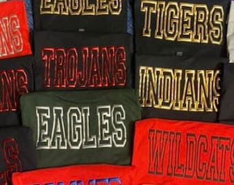 Team Spirit Shirts high school college Tigers Falcons Trojans football shirts