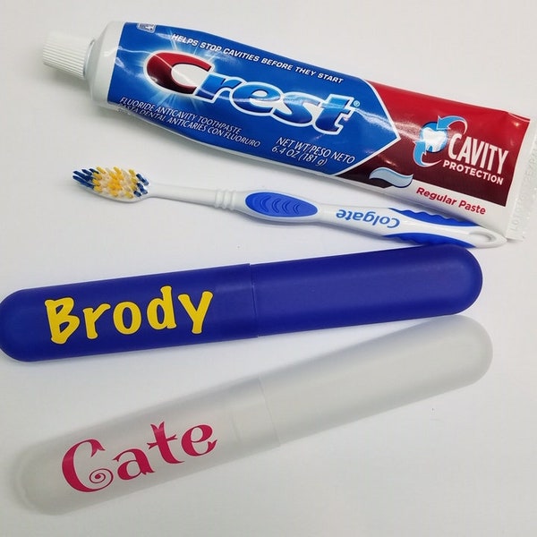 Toothbrush holders personalized camping vacations sleepovers