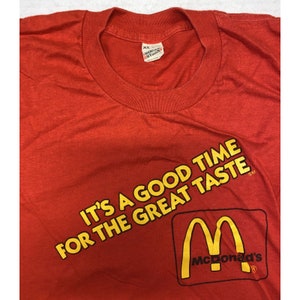 Vtg 80s McDonalds T Shirt Sz L It&#39;s a Good Time For Great Taste Single Stitch