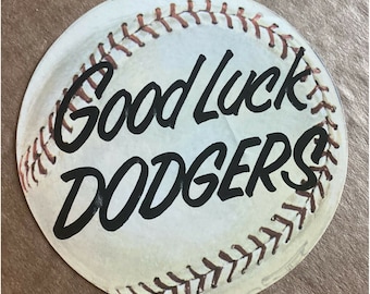 Vintage 1960s Los Angeles Dodgers Baseball Water Good Luck Decal RARE MCM Prop