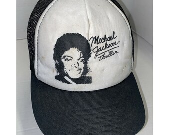 USED Vintage Michael Jackson Thriller Tour Hat Snapback Mesh + 4