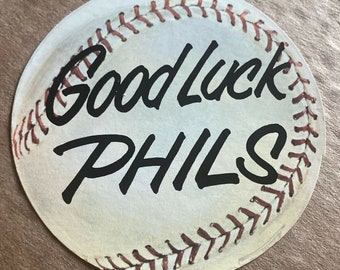Vintage 1960s Philadelphia Phillies Baseball Water Good Luck Decal RARE MCM Prop