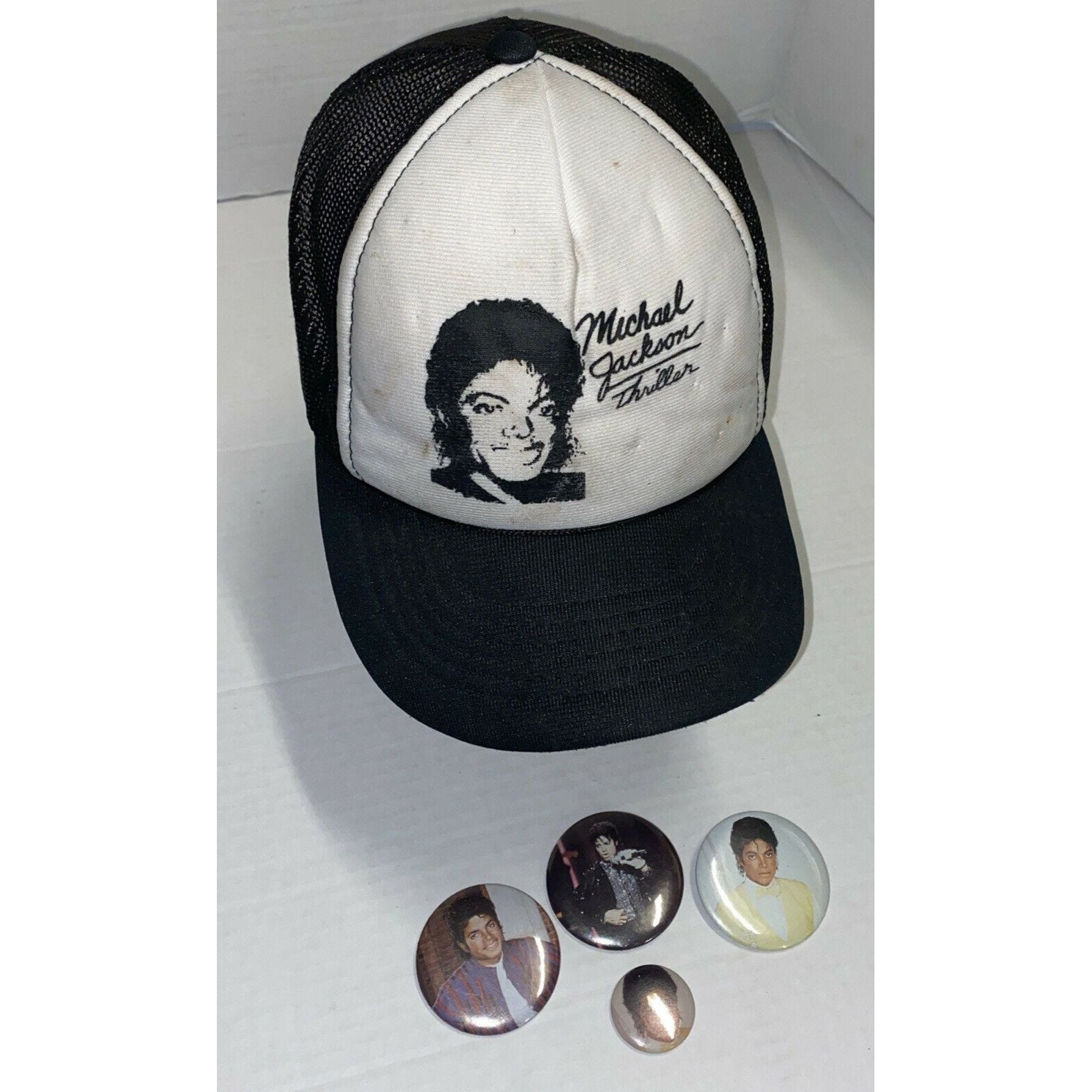 マイケルジャクソン (Thriller Live )スリラーライブ キャップ USED Vintage Michael Jackson Thriller Tour Hat Snapback Mesh + 4
