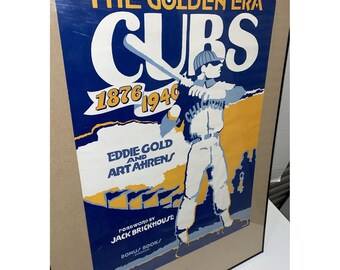 CUBS POSTER Book Release Promo GOLDEN Era 18x24 Vintage 1985 Bonus Books Chicago