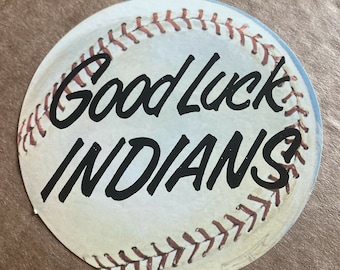 Vintage 1960s Cleveland Indians Baseball Water Good Luck Decal RARE MCM Prop