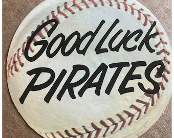 Vintage 1960s Pittsburgh Pirates Baseball Water Good Luck Decal RARE MCM Prop