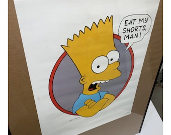 Vintage 1990s Simpsons Poster Bart Simpson Eat My Shorts, Man! 20x16 Free Shippg