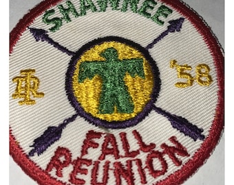 Vintage 1958 Shawnee Fall Reunion Embroidered Circle Patch BSA Boy Scouts