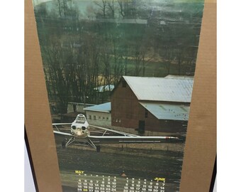 Vintage Piper Aircraft Promo Poster Calendar Pawnee D 28x16 Free Ship USA Prop