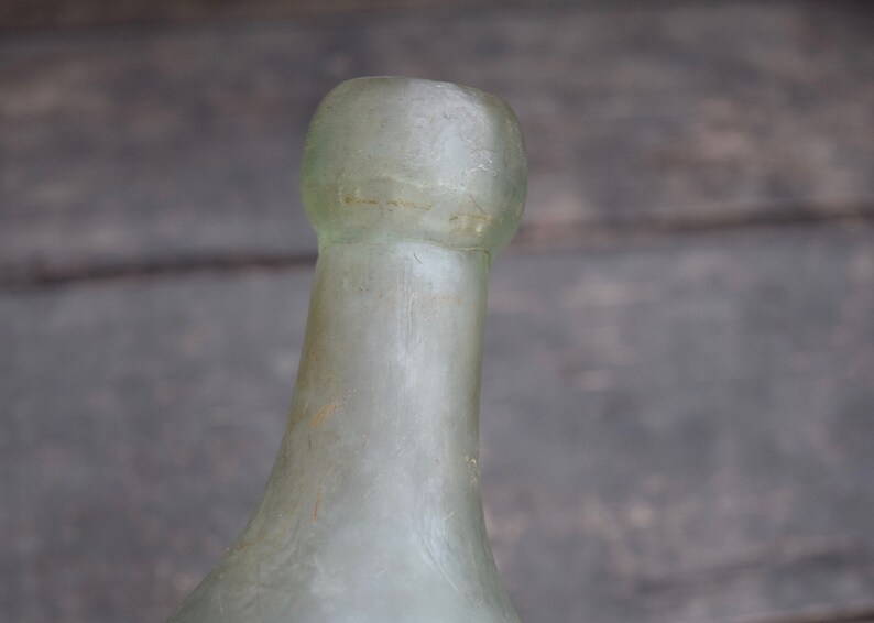 Glass Bottle Round Bottom Cottage Decor Aqua Glass Old Bottle Worn Thick Glass Vintage Bottle Heavy Aqua Bottle Vintage