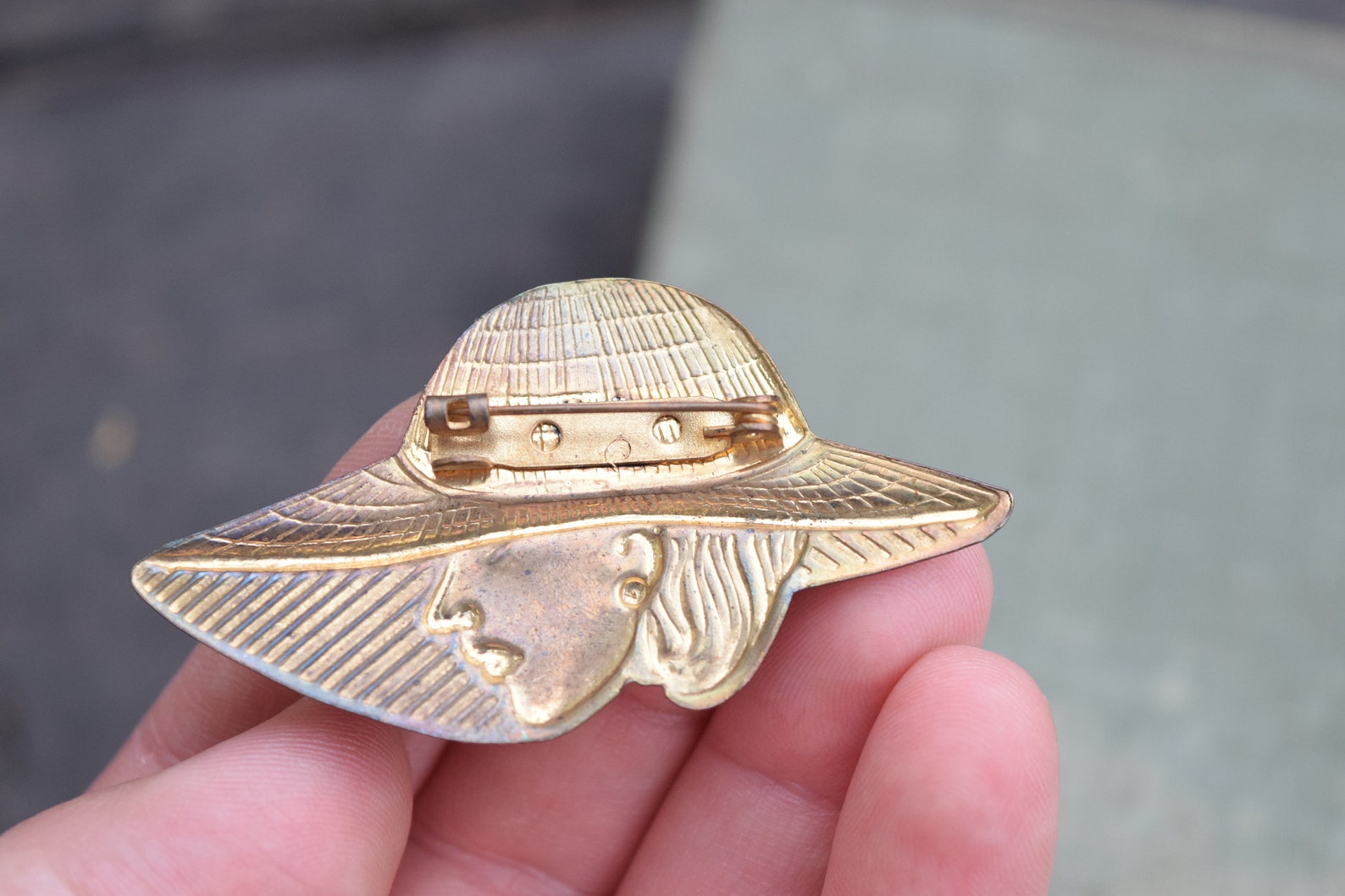 Woman Brooch Lady Brooch Vintage Brooch Woman with Hat Etsy