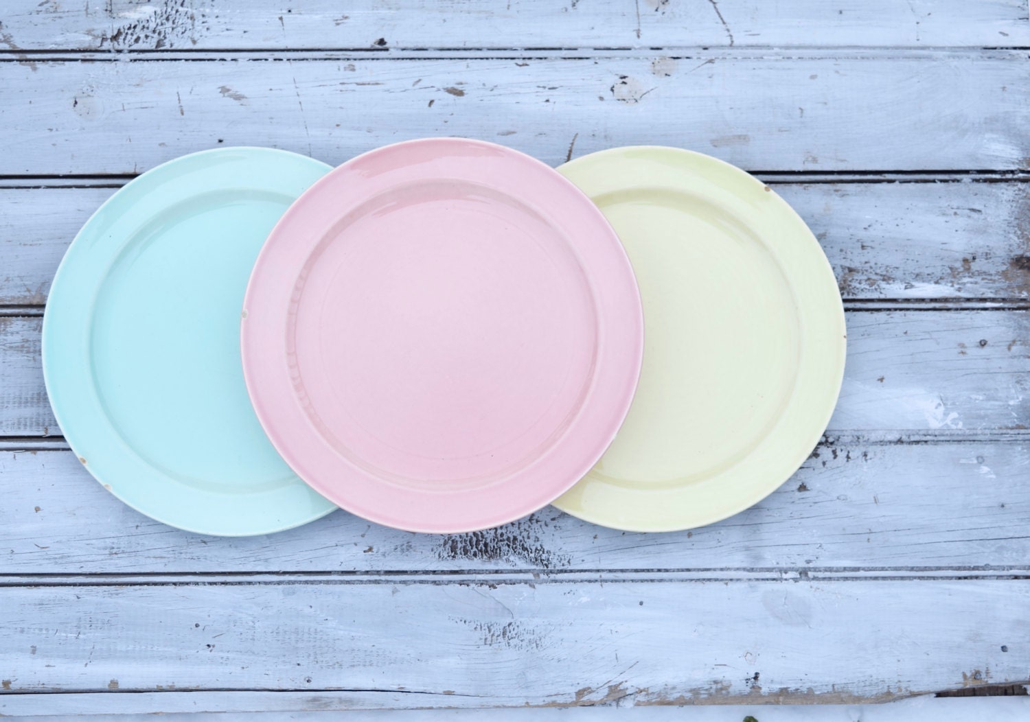 Pastel Plates Lu Ray Pastels Yellow Green Pink Nursery Etsy