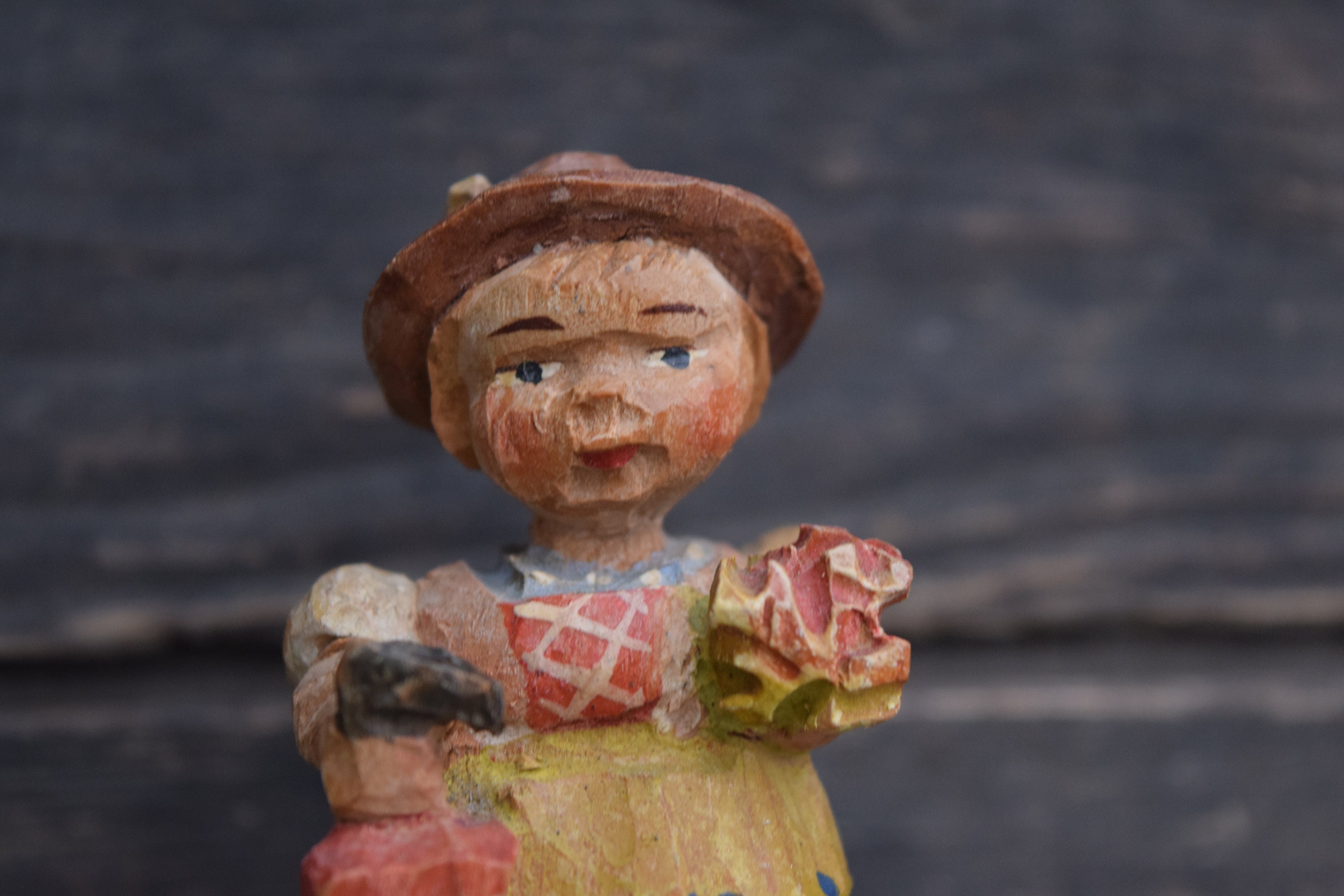 Wood Carving Girl Figurine Small Wooden Figure Wooden Girl Etsy