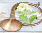 Hunting Horn, Vintage Instrument, Musical Decor, Farmhouse Decor, Cottage Decor, Christmas Horn, Brass Horn, Rustic Decor, Musician