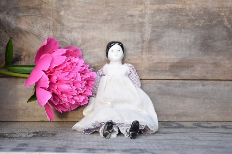 China Doll Clothed Doll Small Doll Painted Face Black Etsy