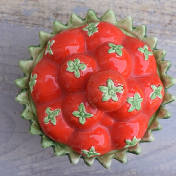 Tomato Bowl, Fitz Floyd Pottery, Asparagus Bowl,  Lidded Bowl, Tomato Decor, Covered Dish, Fitz Floyd, Vegetable Decor, Kitchen Decor