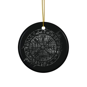 Viking Compass &quot;Vegvisir&quot; Printed Round Ceramic Ornament
