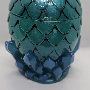 D&D/D20/Dice Keeper, Dragon Egg Jar/Dice Set/Candle Holder/Trinket Jar/Jewelry Jar, Teal Color