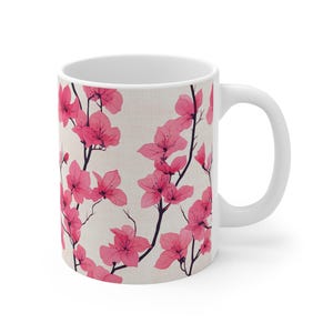 Cherry Blossom Mug, Floral Coffee Cup, Tea Mug, Spring Flower Gift, Nature Lover Gift, Cherry Blossom Print Mug 11oz, Japanese Design