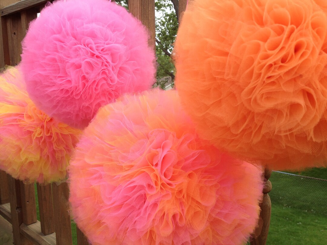 Tulle Pom Poms Set of 6 Tulle Pom Pomstutu Party Etsy