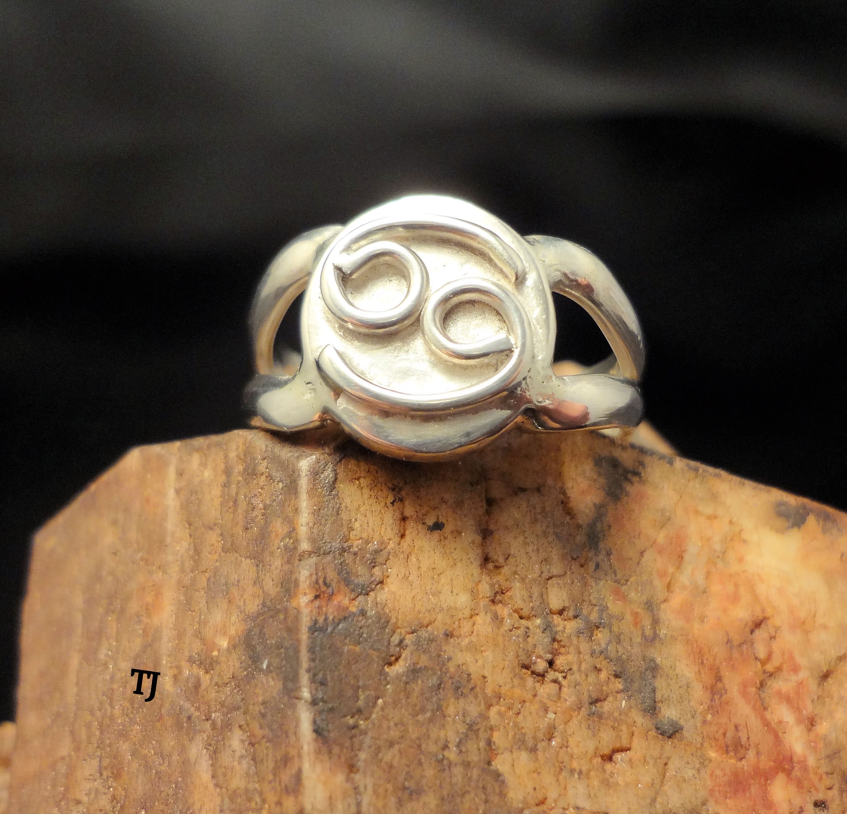 Cancer Zodiac Ring Handmade Sterling Silver Size 7.75 Etsy UK