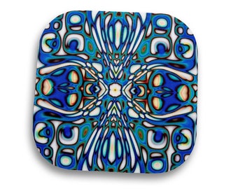 Drink Coasters, Digital Art Nouveau style, handmade, wooden MDF, printed coasters for drinks in Blue, black and white