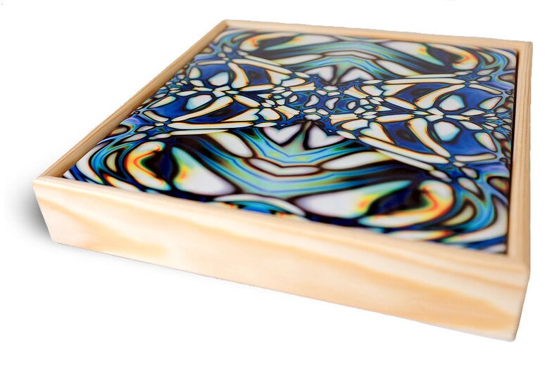 Ceramic Tile Wall Art a framed, abstract, art nouveau influenced, organic pattern on a high gloss finish tile image 3