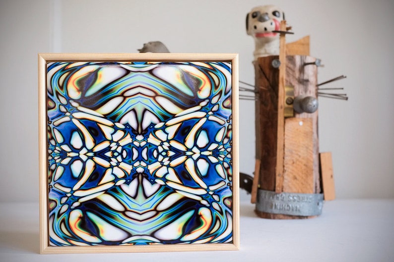 Ceramic Tile Wall Art a framed, abstract, art nouveau influenced, organic pattern on a high gloss finish tile image 2