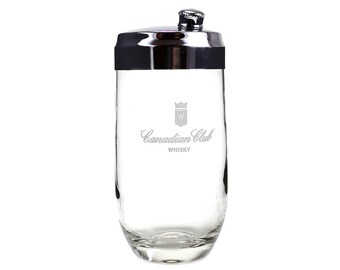 Collectible Canadian Club Glass Cocktail Shaker, Vintage 1950s
