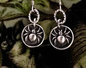 Silver Spider Earrings , Midnight In The Garden