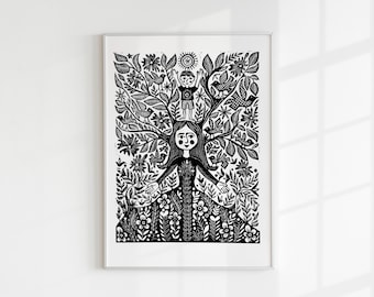 オノレ・ド・バルザック作のリノカット版画。手作り。手刷りの