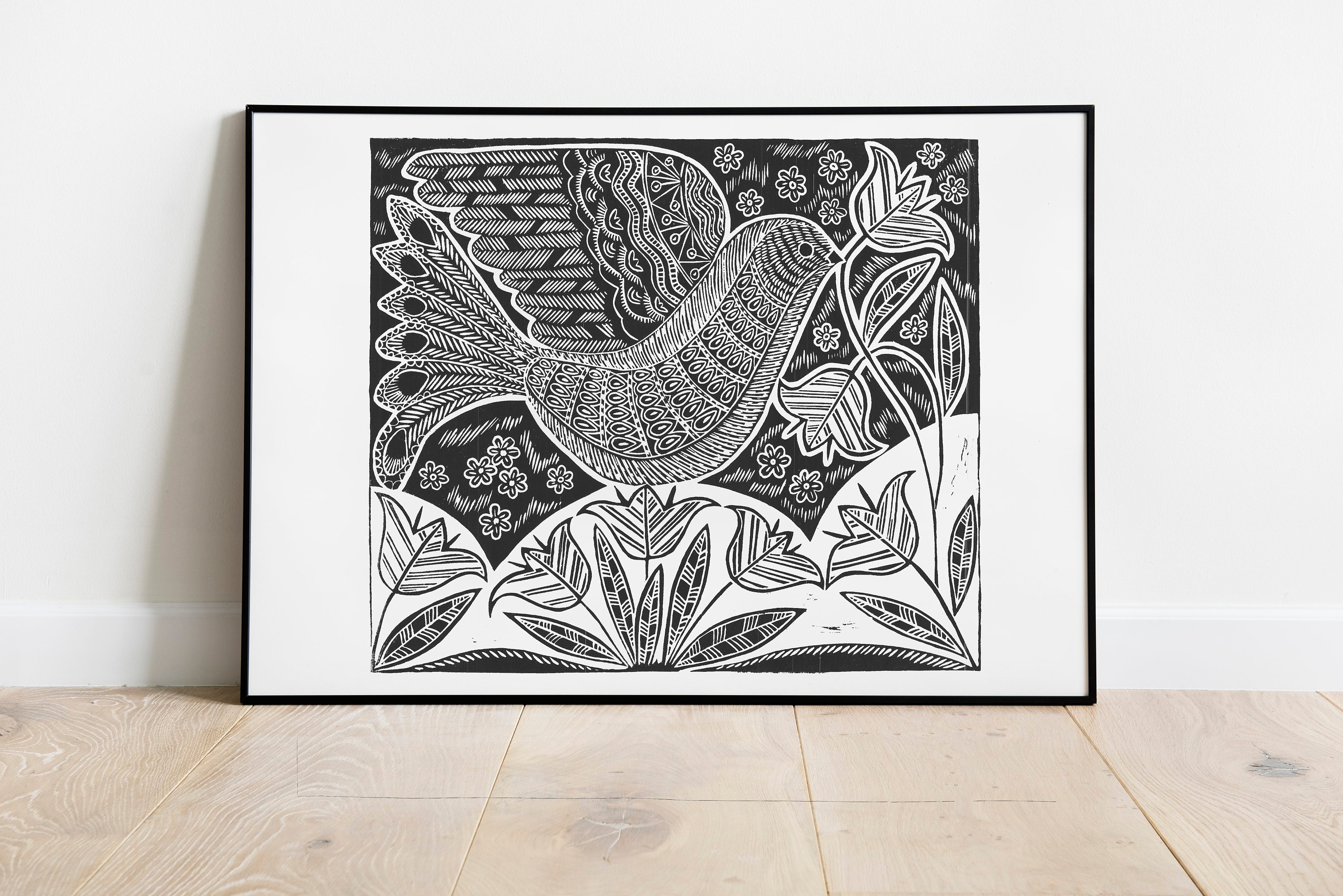 Native Linocut Print Bird of Spring by Famous Lithuanian Artist - Etsy