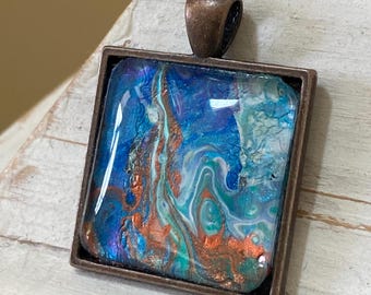 Pendant/Jewelry/Necklace//Cabochon/Bezel/Hand-Painted/Miniature Painting/Faux Gemstone/Gift