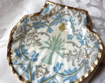 Fall Shell Decoupage Scallop Shell Ring Dish Trinket Handmade