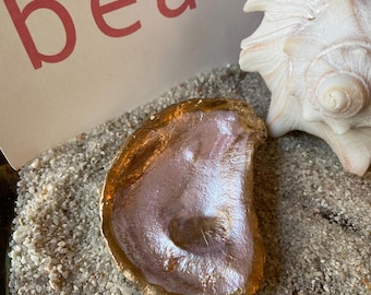 Hand-Painted Oyster Shell Ring Dish Coastal Decor Jewelry Organizer
