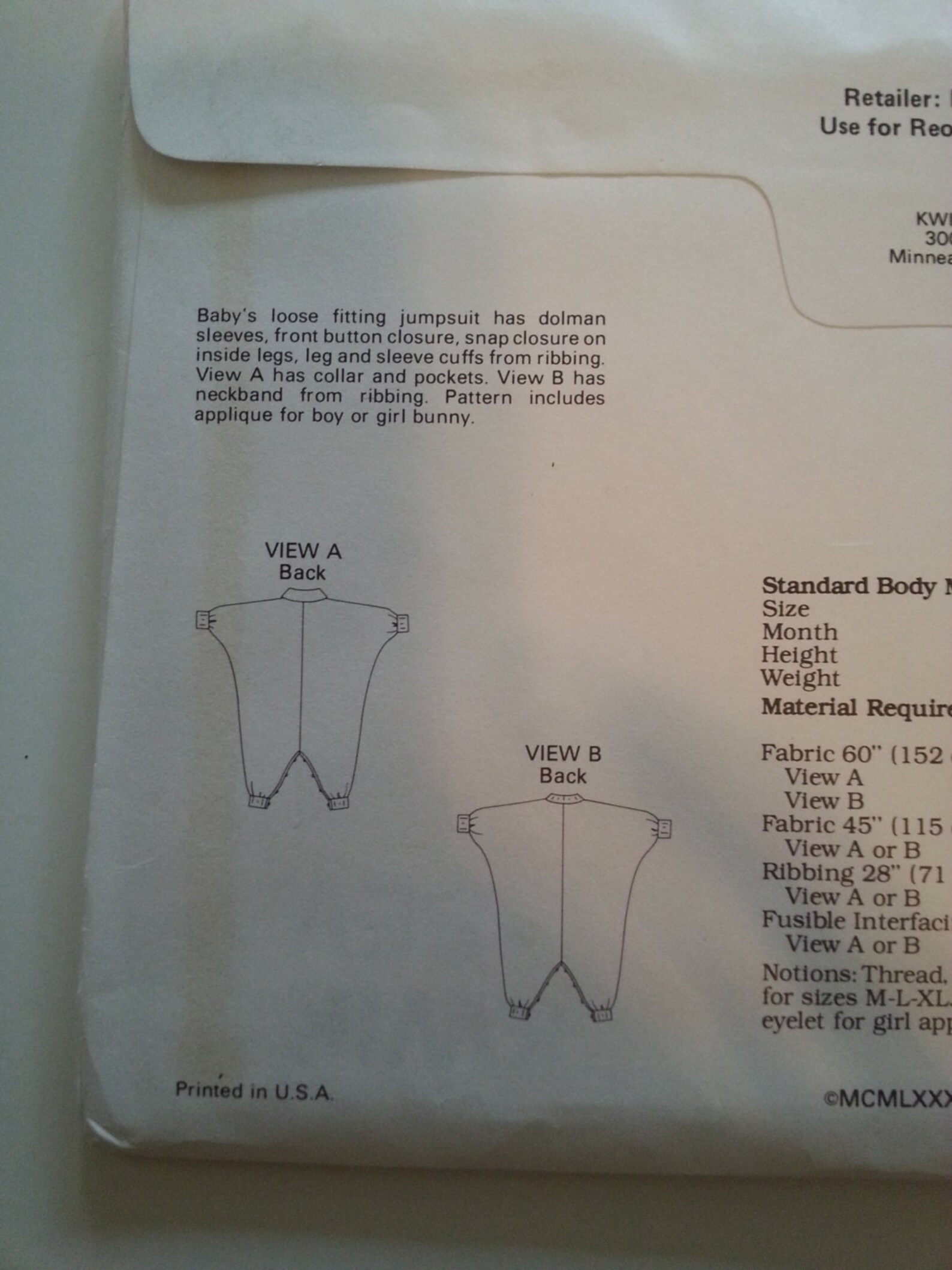Vintage Baby Sewing Pattern 80s Infant Jumper Clothes Dolman Etsy