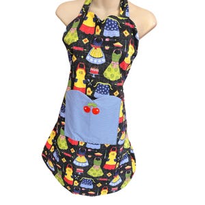 Handmade Kitchen Itemsl Print Apron, Tea Pots Pattern | Adult Medium