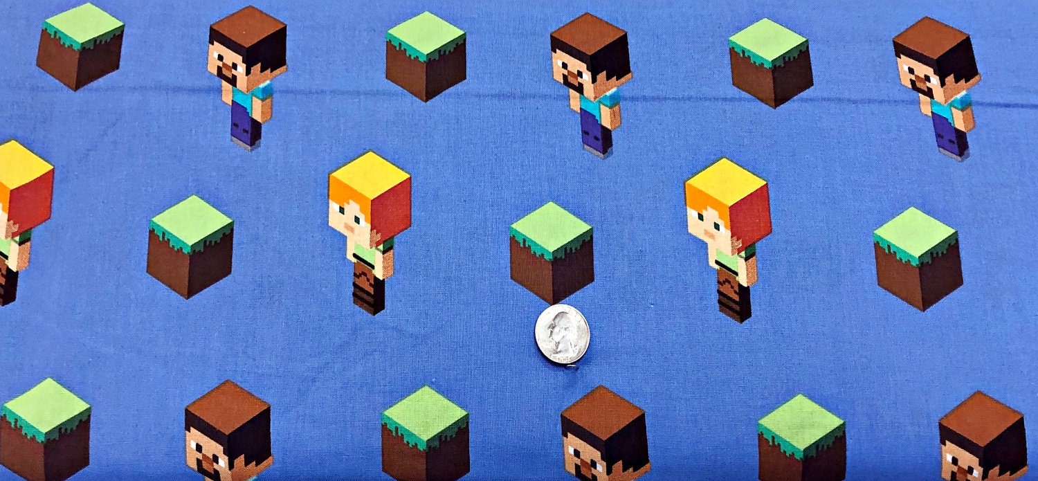 minecraft alex and steve toss on blue by springs creative 18135 fabric by the yard
