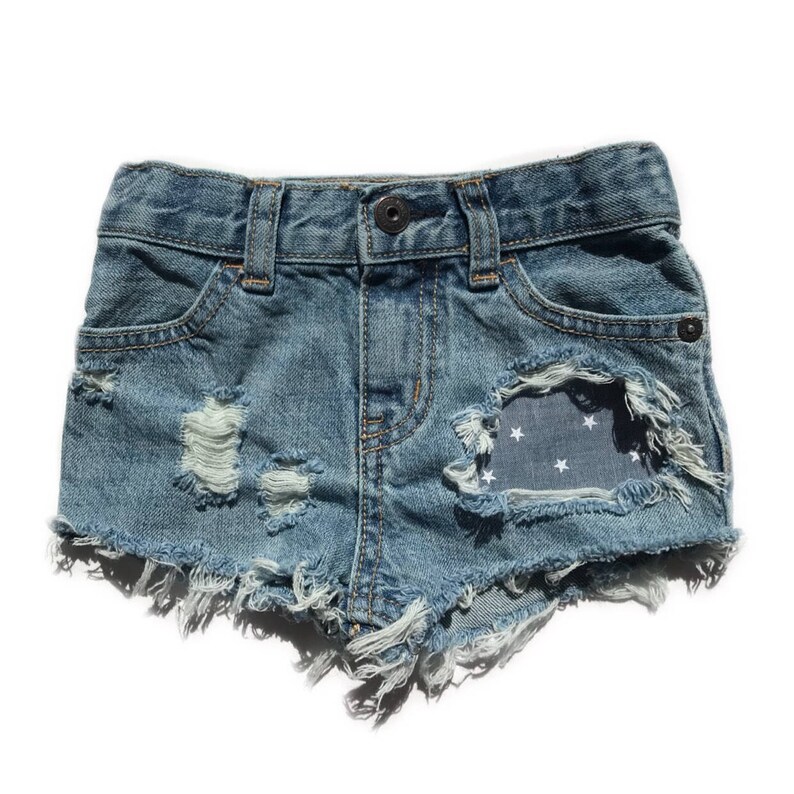 Stars Pale Blue Denim Look Cotton Fabric Chambray