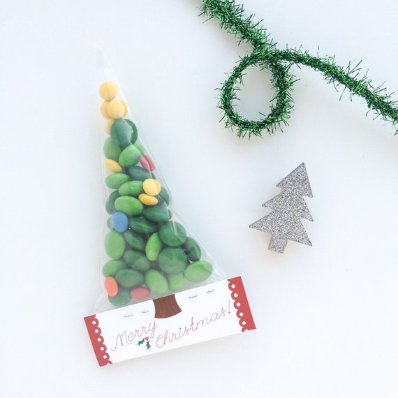 Merry Christmas Tree Holiday Party Candy Favor Bag Gift Tag Printable for Teacher and Classmates INSTANT DOWNLOAD Il_570xn