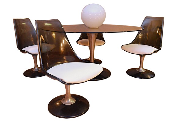 Rare 1970 S Chromcraft Smoked Lucite Dining Set Etsy