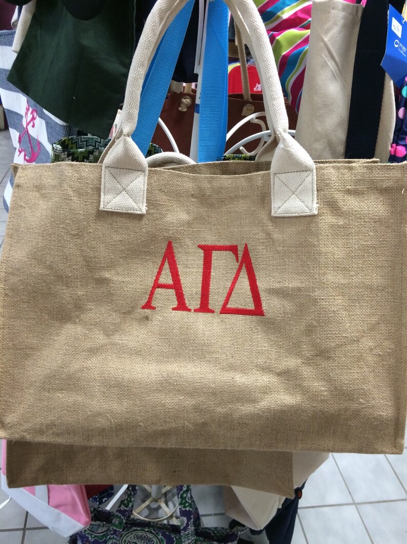 Custom Sorority Burlap Tote Bags Etsy