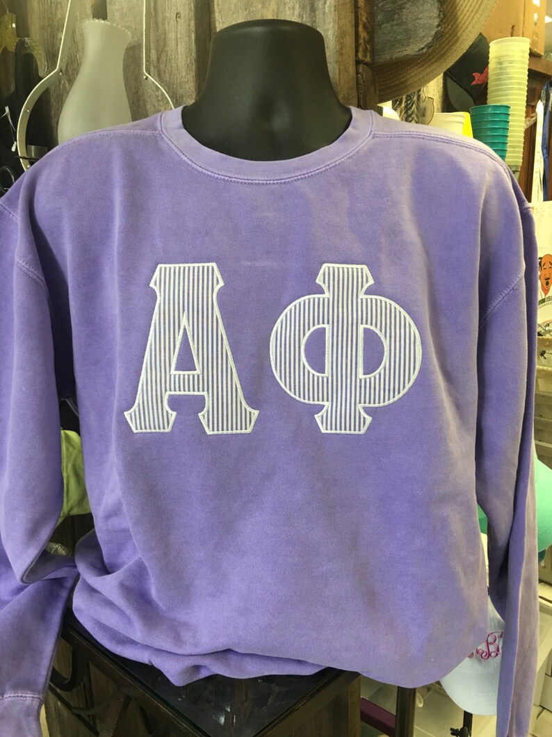 Custom Comfort Colors Raised Letters Alpha Phi Sweatshirt Etsy