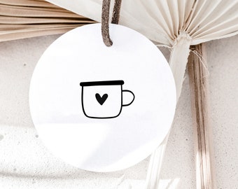 Stempel Tasse mit Herz, kleine Kaffeetasse, Stempel Geschenk