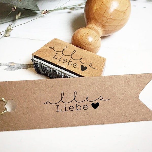 Stempel "alles Liebe" mit Herz, Stempel Geschenk, Stempel Hochzeit