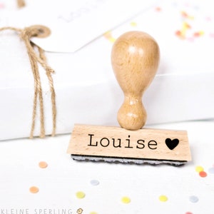Stempel mit Wunschtext & Herz, Stempel Namen, Stempel Hochzeit, Namensstempel, Kinderstempel